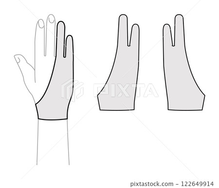 Drawing Gloves Elbow length Fashion hand accessory clothing technical illustration garment. Vector front palm back view Drawing Gloves Elbow length Fashion hand accessory clothing technical illustration garment. Vector front palm back view 122649914