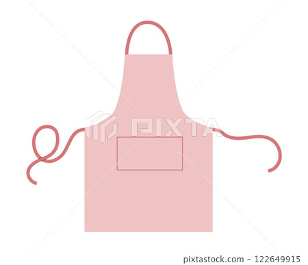 Bib Apron With Pocket technical fashion illustration. Chef studio uniform for cooking pink cartoon Flat sketch outline  122649915
