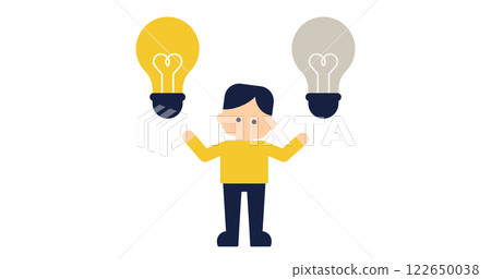 Illustration of inspiration and choice | Concept of comparing ideas and making a decision Illustration of inspiration and choice | Concept of comparing ideas and making a decision 122650038