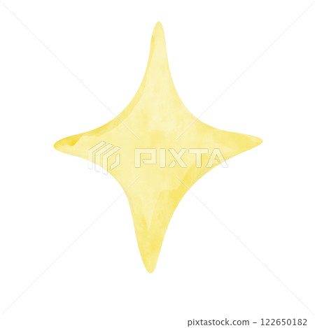 Watercolor Yellow Star with Four Points in Childish Style Clipart Illustration for Textile, Print and Web Design 122650182