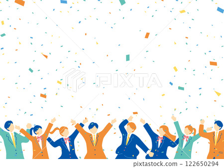 Students in uniforms getting excited Students in uniforms getting excited 122650294