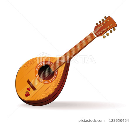 Eight-string antique medieval Mandolin is an Italian stringed musical instrument of the lute family Eight-string antique medieval Mandolin is an Italian stringed musical instrument of the lute family 122650464