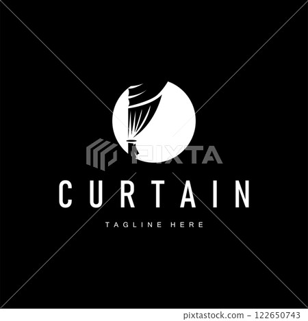 interior decoration curtain logo concept with simple minimalist concept illustration furniture template interior decoration curtain logo concept with simple minimalist concept illustration furniture template 122650743