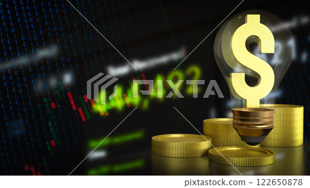 The Gold dollar symbol in Light Bulb for Business concept 3d rendering. The Gold dollar symbol in Light Bulb for Business concept 3d rendering. 122650878