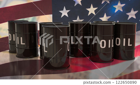 The Oil Tank on USA flag for Business concept 3d Rendering. The Oil Tank on USA flag for Business concept 3d Rendering. 122650890