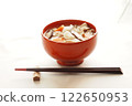 Miso-based pork soup in a red lacquerware bowl Miso-based pork soup in a red lacquerware bowl 122650953
