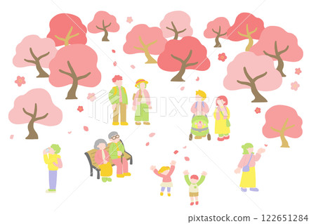 多代一起賞櫻花(組)平面插圖 多代一起賞櫻花(組)平面插圖 122651284