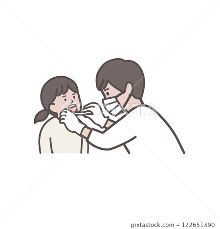 正在接受牙科檢查的女孩的上半身插圖 122651390