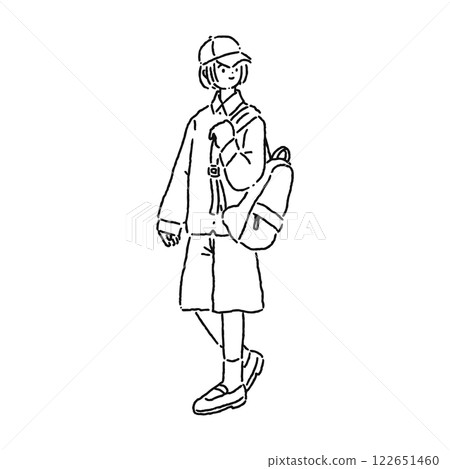 穿著男孩服裝的女人 - 線條畫 穿著男孩服裝的女人 - 線條畫 122651460