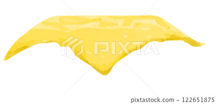 Watercolor Slice Melted Cheddar Cheese Single Isolated Illustration for Print and Web	 122651875