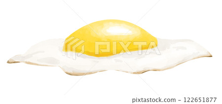 Watercolor Fried Egg Single Isolated Illustration for Print and Web Watercolor Fried Egg Single Isolated Illustration for Print and Web 122651877