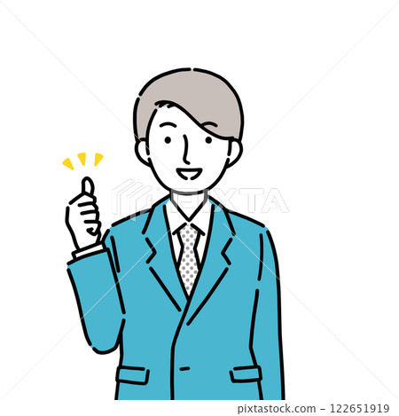 A young man in a suit giving a thumbs up 122651919