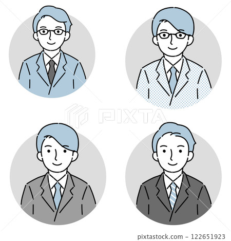Various facial expression icons of men in suits 122651923
