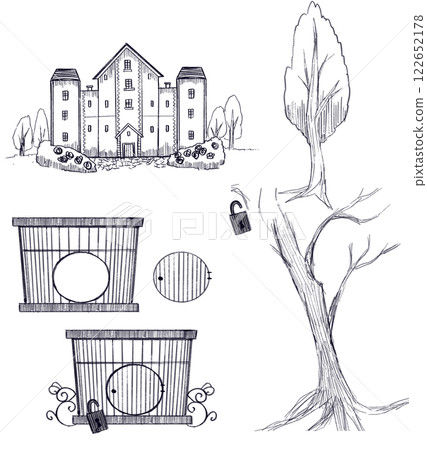 Mansion and basket 122652178