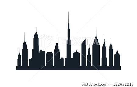 Silhouette of Cityscape Skyscrapers Buildings Landscape Wallpaper in Modern City Town 122652215
