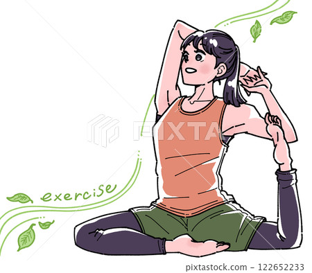 Illustration of a woman doing digital detox and yoga 122652233