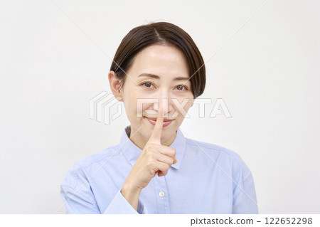 Woman secret pose white background Woman secret pose white background 122652298