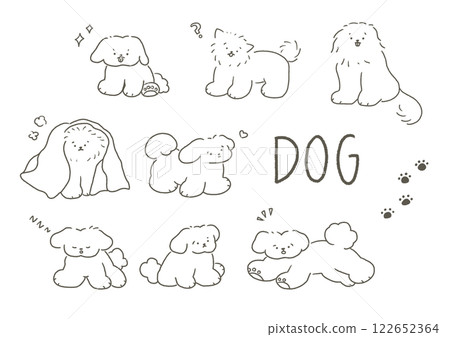 手繪插圖集狗 | 線描 122652364
