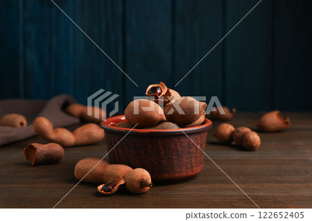 Tamarind fruit, concept of delicious food, fresh tamarind 122652405