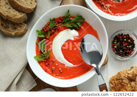 Tomato soup, concept of healthy food, healthy nutrition 122652422
