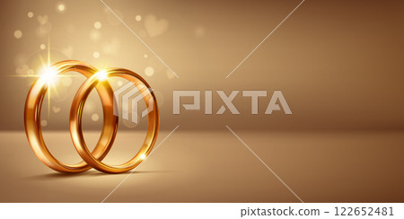 Scene with two gold wedding rings. Scene with two gold wedding rings. 122652481