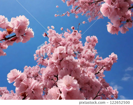 櫻花盛開，櫻花花瓣飄落 122652500