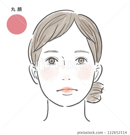 A woman with a round face and makeup 122652514