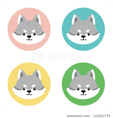 一套可愛的狼臉圖標 一套可愛的狼臉圖標 122652775