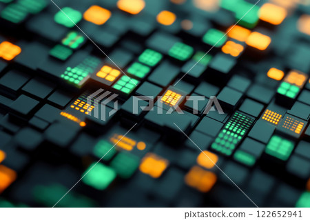 Abstract digital blocks with glowing lights Abstract digital blocks with glowing lights 122652941