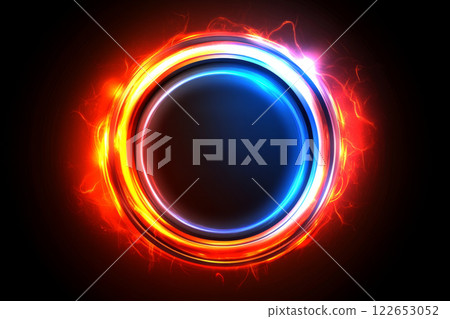 Vibrant circular energy with fiery glow Vibrant circular energy with fiery glow 122653052