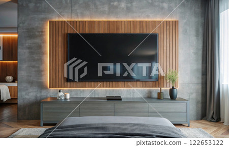 TV in the bedroom interior, stylish solutions for modern spaces 122653122
