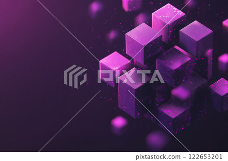 Purple cubes floating in digital space, abstract design Purple cubes floating in digital space, abstract design 122653201