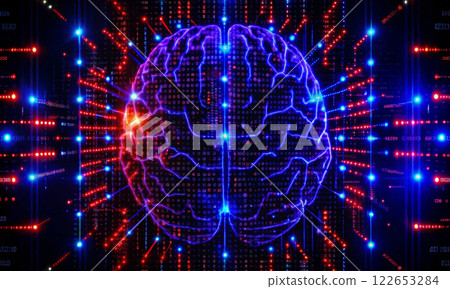 Image of a digital brain in the virtual space of digital data 122653284