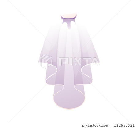 Cartoon bridal veil, wedding and marriage accessory. Isolated vector delicate, elegant veil with soft, flowing layers of translucent fabric, for wedding ceremony, bridal fashion and romantic occasions Cartoon bridal veil, wedding and marriage accessory. Isolated vector delicate, elegant veil with soft, flowing layers of translucent fabric, for wedding ceremony, bridal fashion and romantic occasions 122653521