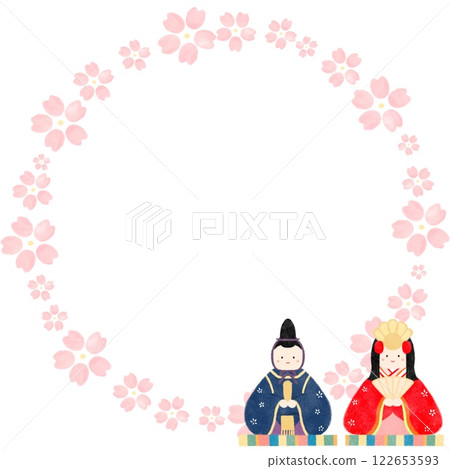 Illustration of Hinamatsuri dolls in Japanese style 122653593