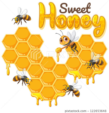Sweet Honey and Busy Bees 122653648