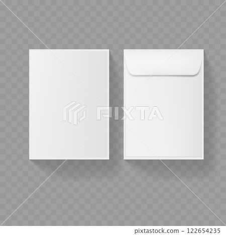 Blank Square Envelope and Paper Mockup Set Vector Blank Square Envelope and Paper Mockup Set Vector 122654235