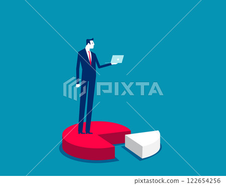 Business bull market and pie chart vector flat style 122654256