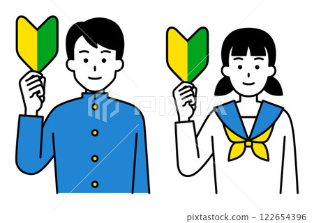 一組持有初學者成績的男女學生 122654396