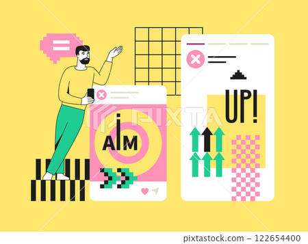 Post about personal growth - social media screens templates illustration 122654400