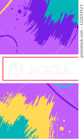 Vibrant brush strokes and geometric shapes creating a dynamic and modern abstract composition with a central white copy space framed by a thin red border Vibrant brush strokes and geometric shapes creating a dynamic and modern abstract composition with a central white copy space framed by a thin red border 122654523