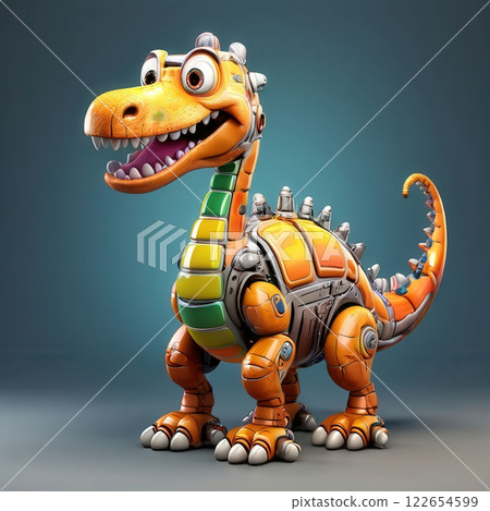 the AI Image Generator, Robotic Dinosaur Toy with Mechanical Features 122654599