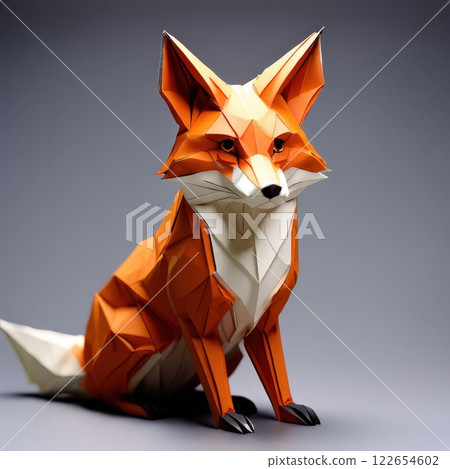 the AI Image Generator, Creative Origami Fox Sculpture Exhibiting Detailed 122654602