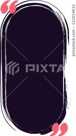 Vertical rounded rectangle with a black background and pink quotation marks is waiting to be filled with text, perfect for social media posts and messages 122654632