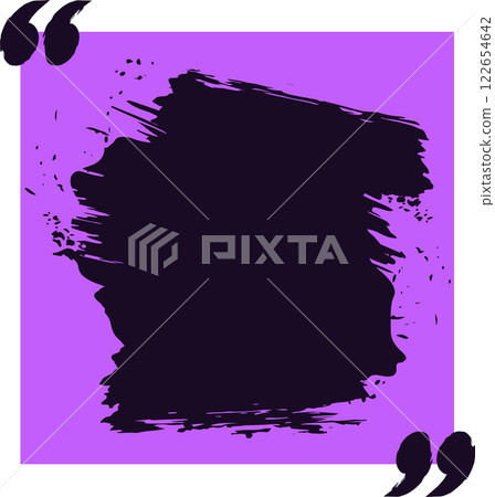 Purple quote box with black grunge brush stroke and quotation marks is perfect for social media posts, blog articles, website banners, and marketing materials 122654642