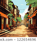 the AI Image Generator, Market Street Lined with Traditional Architecture and Vibrant Stalls 122654696