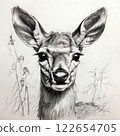 the AI Image Generator, Drawing of a Deer with Artistic Close-Up Perspective 122654705