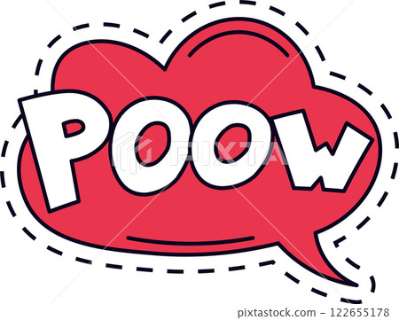 Comic style expression conveying a sudden impact or surprise, featuring the word Pow in a speech bubble with a dotted outline on a white background Comic style expression conveying a sudden impact or surprise, featuring the word Pow in a speech bubble with a dotted outline on a white background 122655178