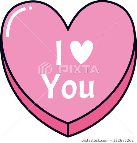 Pink heart shape with I love you message expressing love and affection, perfect for Valentine s Day, anniversaries, or any romantic occasion 122655262