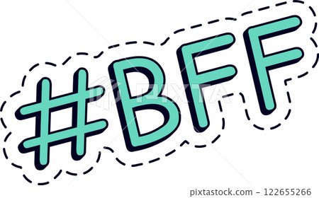 Best friends forever lettering featuring a hashtag and dashed line, illustrating the deep bonds of friendship and celebrating the joy and support shared among true friends Best friends forever lettering featuring a hashtag and dashed line, illustrating the deep bonds of friendship and celebrating the joy and support shared among true friends 122655266